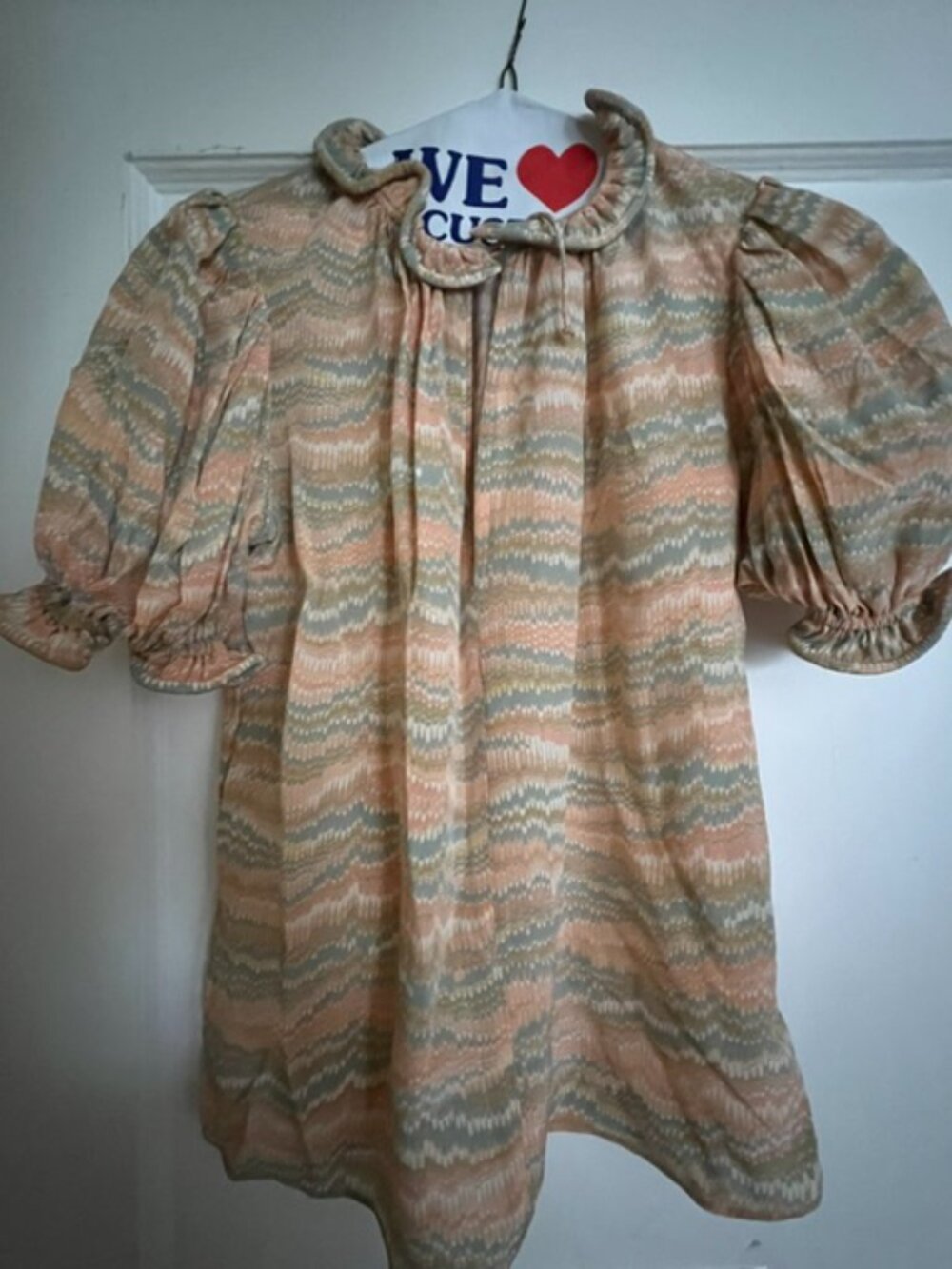 Ulla Johnson 100% Silk Puff Sleeve Ruffle Neck Blouse, Size 2 (fits 2/4/6)